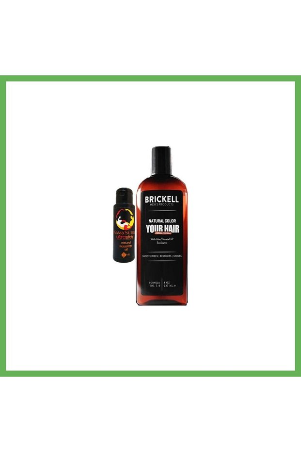 Brickell Shampoo for Men 237 ml Hair & Beard Anti-Gray + L.kamasutra Erotic Massage Oil 60 GEN01