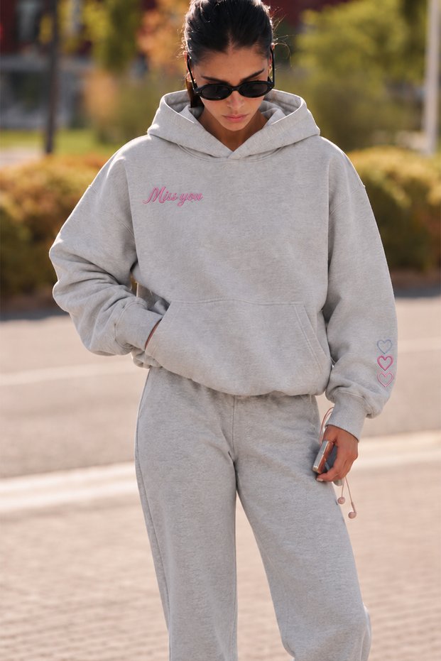 Women's Ecru Long-Sleeve Soft-Brushed 3-Ply Sweatshirt with Embroidered Back
