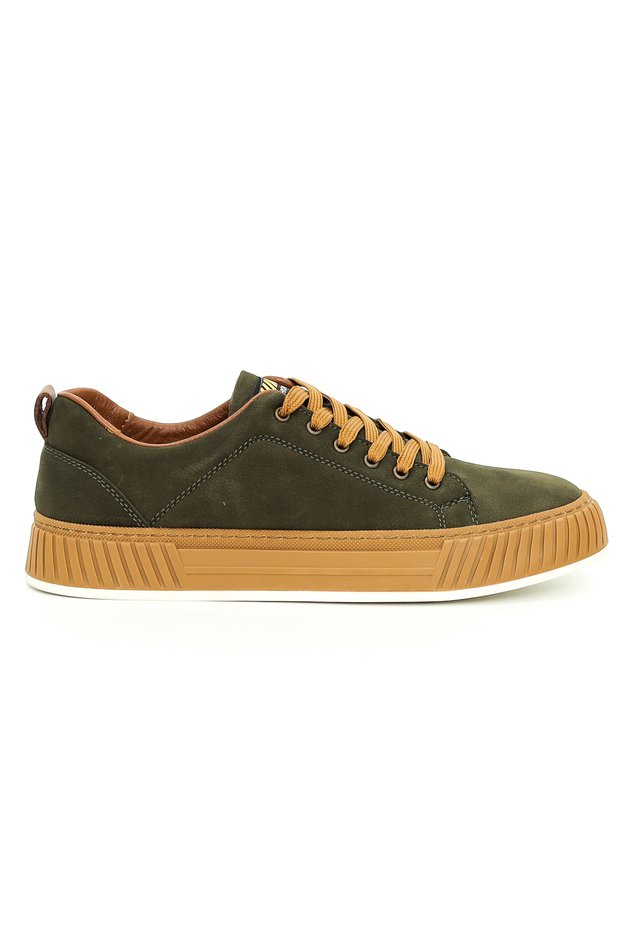 Genuine Nubuck Leather Khaki EVA Sole Men's Sneaker - 1185