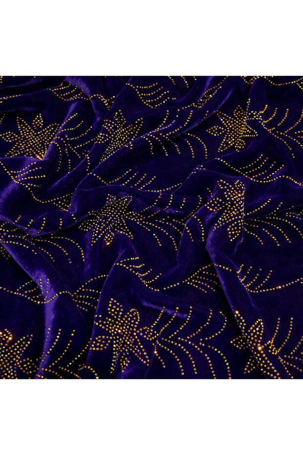 Plain Velvet with Studs Design 4 | Polyester Velvet Fabric 3 Meters
