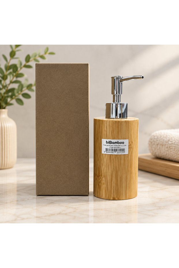 Round Bamboo Liquid Soap Dispenser, 170 ml, BZELDR05