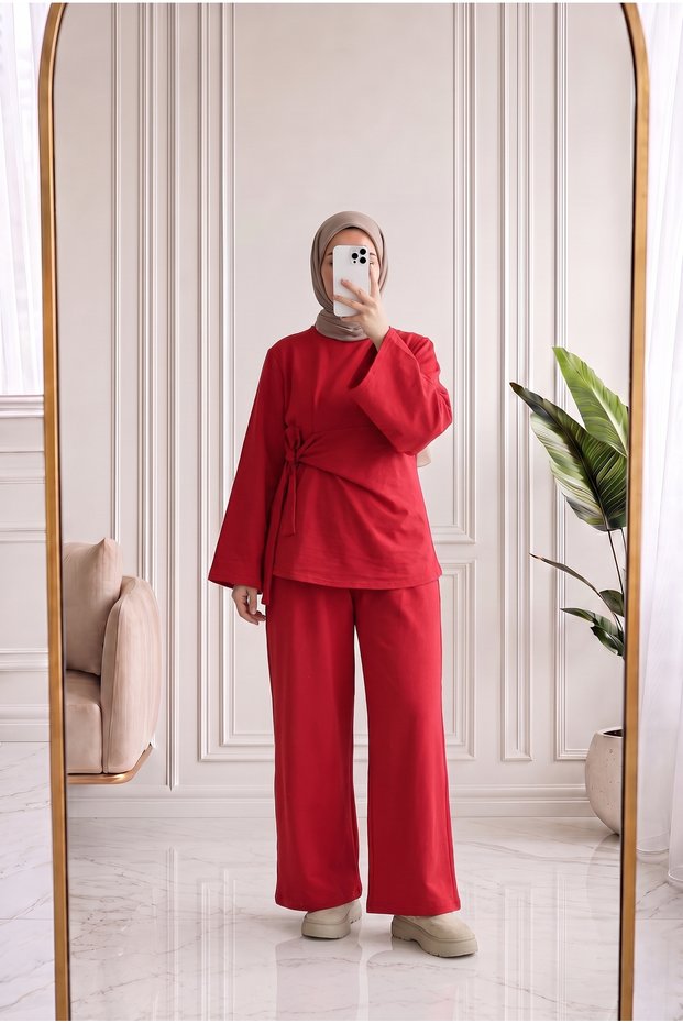 Cannaz Side-Tie Two-Strap Pants Suit - ML3003 Red