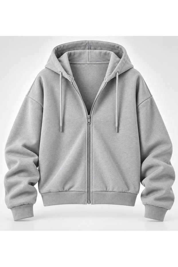 Unisex 2-Ply Hooded Zipper-Front Transitional Oversized Cardigan