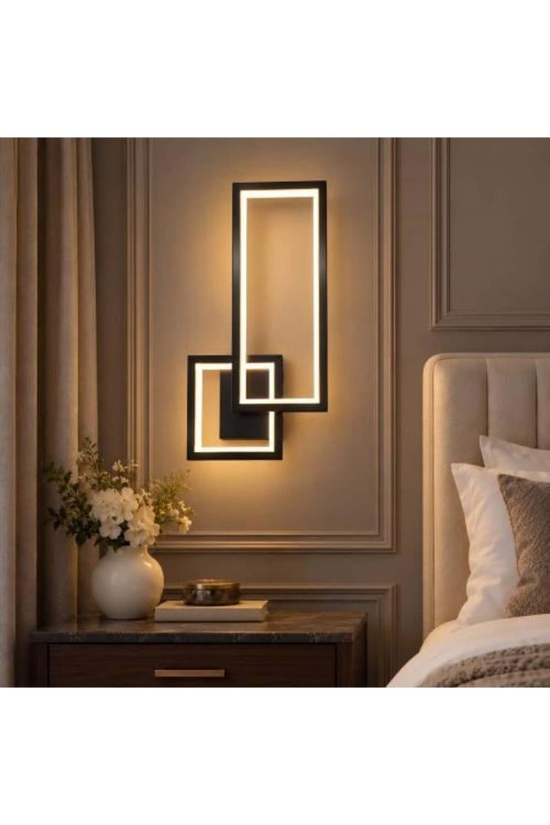 ابليك جداري مودرن LED أسود شحن Type-C بقاعدة مغناطيسية مع ريموت تحكم بثلاث اضاءات