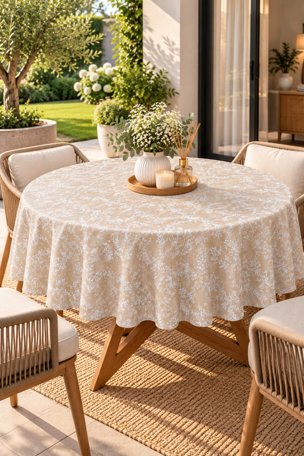 Liquid-Proof Oilcloth Round Tablecloth | Stain-Resistant, Easy-To-Clean Pvc Tablecloth