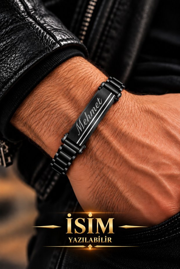 Men's Steel Bracelet - Customizable 316L Stainless Steel Men's Name Tag Bracelet
