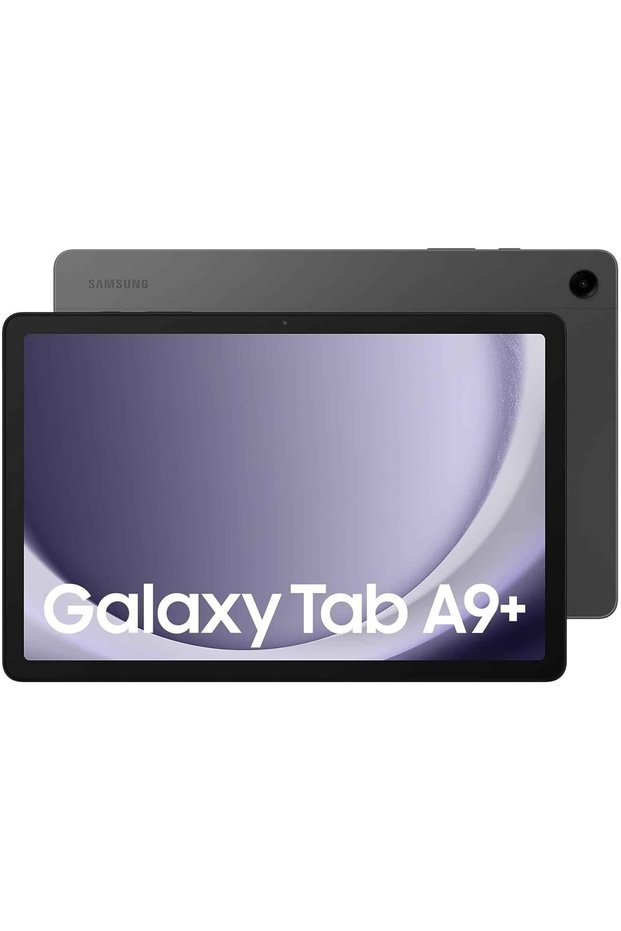 - جهاز Galaxy Tab A9+ WiFi، شاشة بحجم 11 بوصة، ذاكرة وصول عشوائي 4 جيجابايت، وسعة تخزين 64 جيجابايت، لون رمادي فحمي.