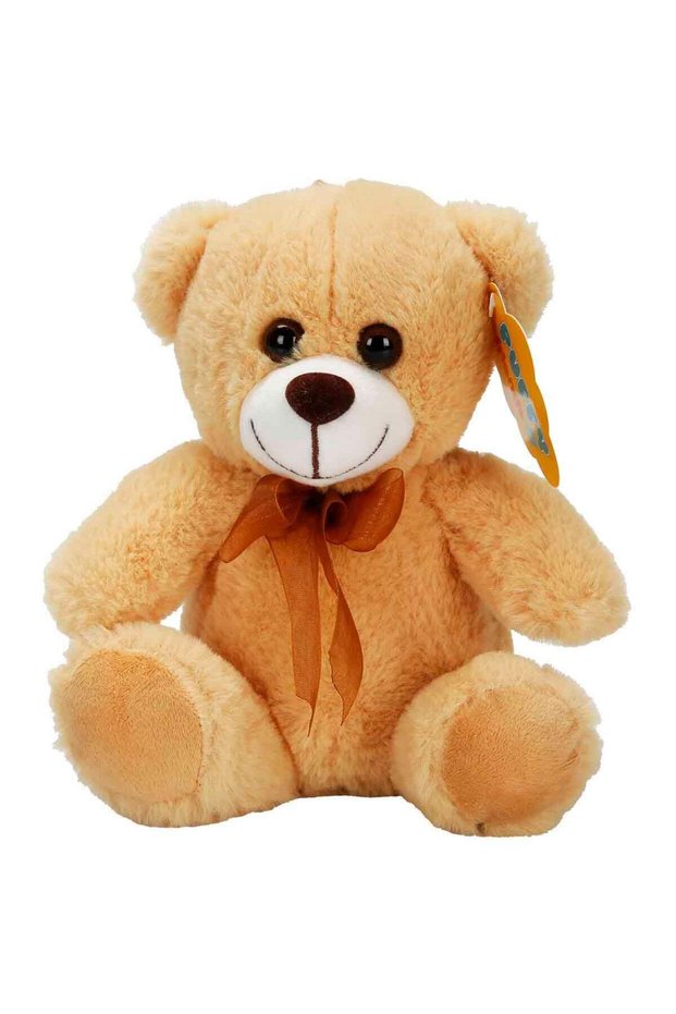 Plush Toy Bear, Sitting with a Bow, 21 CM (Assorted Colors, 1 Piece)