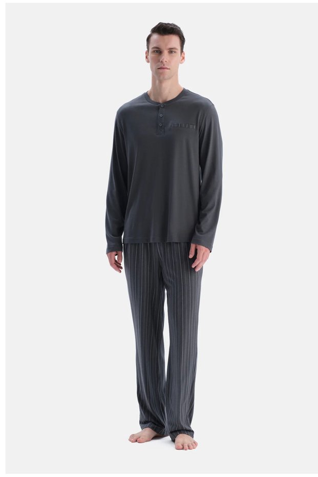 Men's 50% Modal, 50% Cotton Long-Sleeve Pajama Set