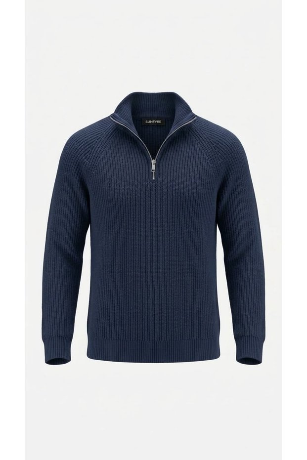 Men's Half-Zip Mock Neck Chunky Knit Sweater SUN663