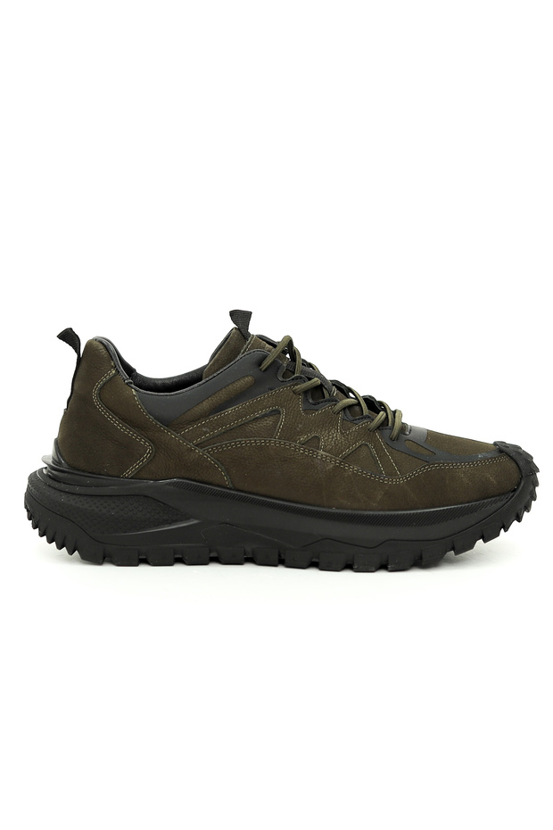 Genuine Nubuck Leather Khaki Men's Sneakers with EVA Sole - E2721