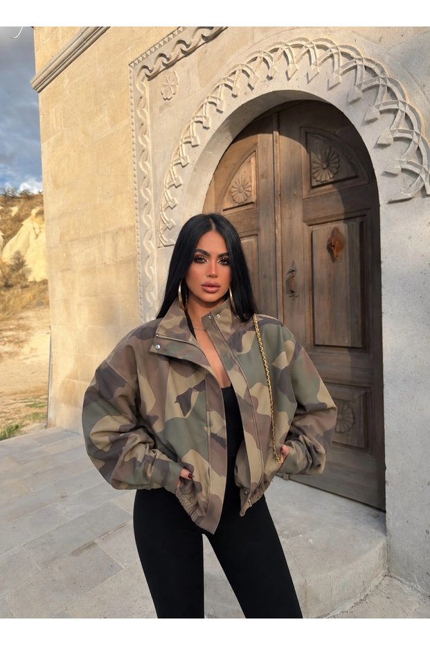 Thick collar camouflage bengal jacket