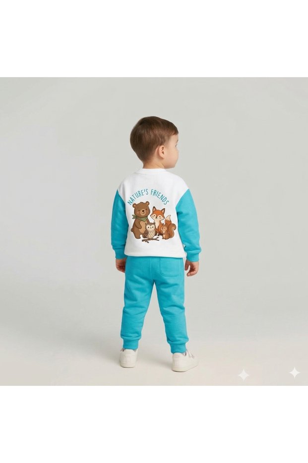 Stylish Square-Cut Boys' Winter Sharded Cotton Bottom-Up Set