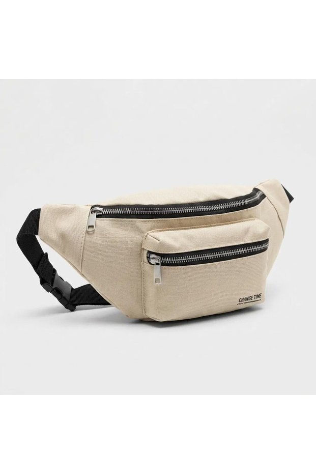 Cream Unisex Crisscross Straps Crossbody Bag for Everyday Use with Zipper, 30x13 cm, BZELDR05