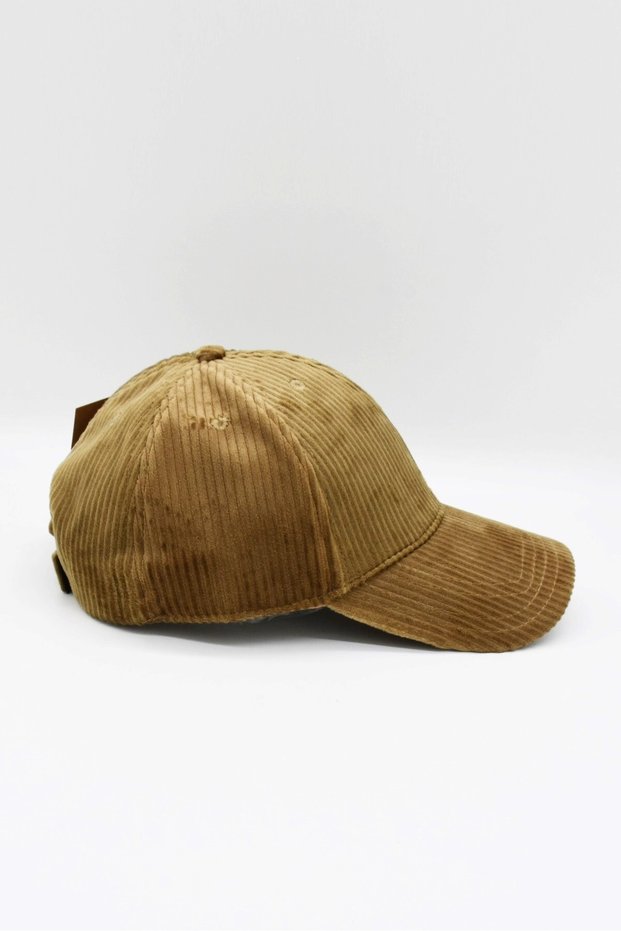 Taupe Color Men's Cap with Corded Fabric Baseball Cap