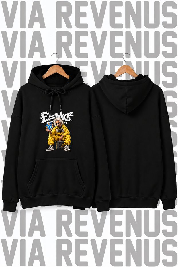 Einstein-Printed Unisex Oversized Hoodie