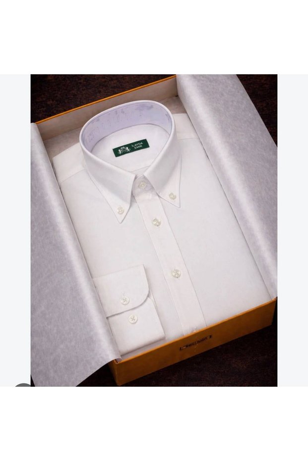 Men's White Long-Sleeved Classic-Fit Button-Down Solid Color Premium Stylish Shirt