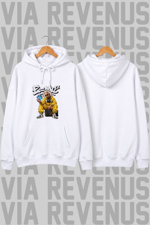 Einstein-Printed Unisex Oversized Hoodie