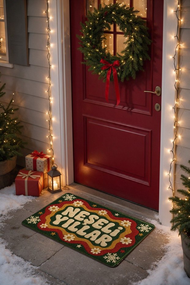 "Happy Years" Printed New Year's Doormat, 40x60 cm, Non-Slip Sole Christmas Doormat