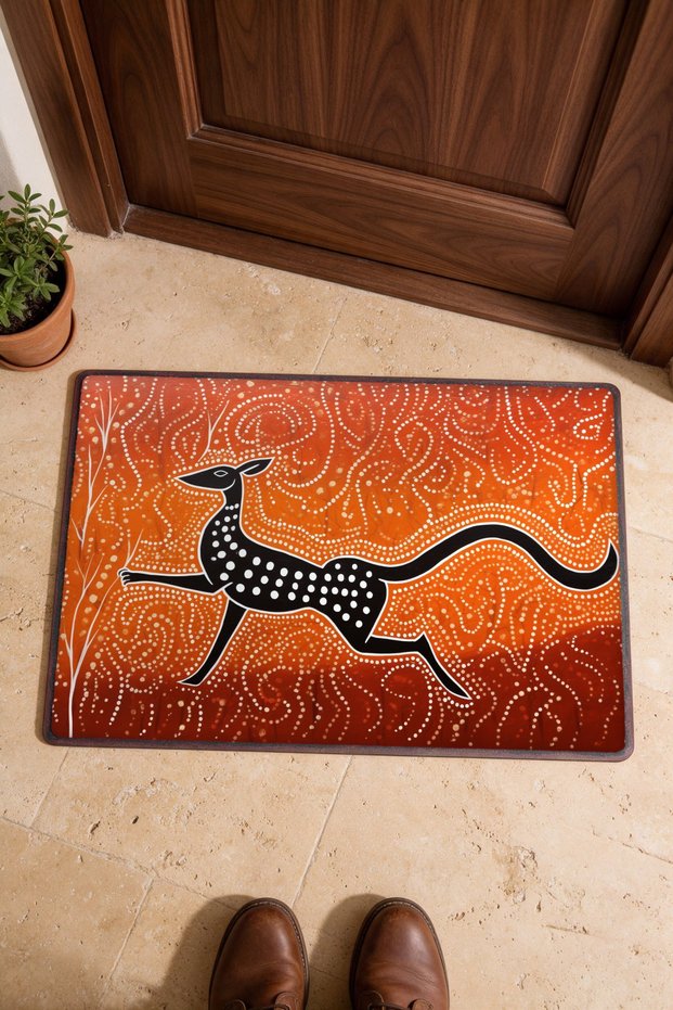 Black and White Animal-Print Doormat, 40x60 cm, with Non-Slip Sole, Decorative