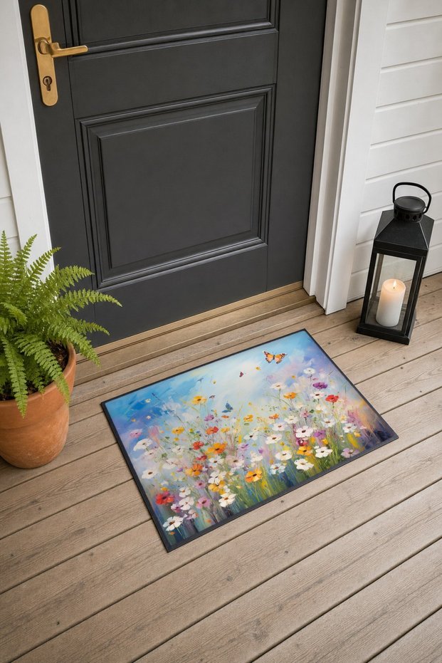 Colorful Flower Garden Pattern 624 Doormat, 40x60 cm, Non-Slip Sole, Decorative