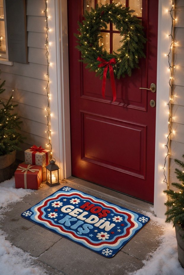 "Welcome Winter" New Year's Doormat, 40x60 cm, Non-Slip Sole Christmas Doormat