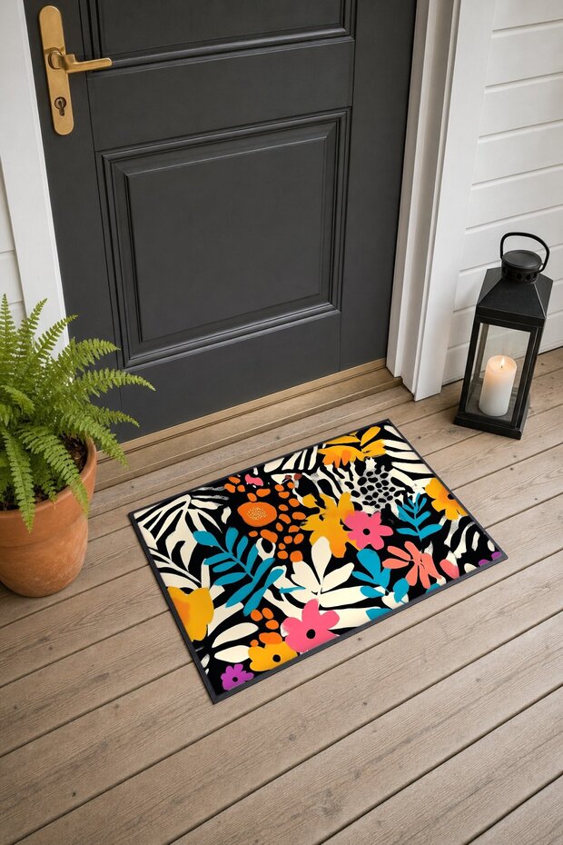 Colorful Zebra Tropical Print Doormat, 40x60 cm, with Non-Slip Sole, Decorative