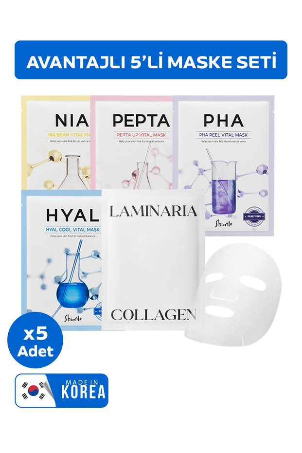 Set of 5 Korean Sheet Masks | Hydration, Radiance, and Soothing Care | Weekly Skincare Set for All Skin Types
