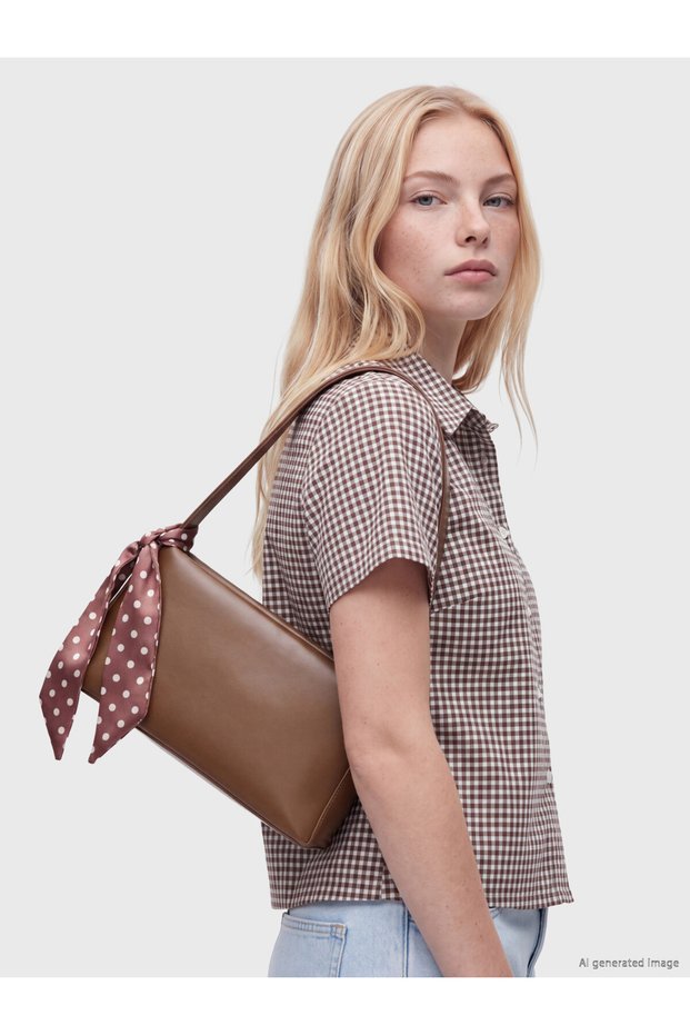 Peak New Season Women's Brown Leather-Look Shoulder Bag with Scarf