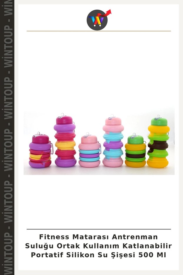 Fitness Water Bottle, Workout Water Bottle, Shared-Use, Foldable, Portable Silicone Water Bottle, 500 mL