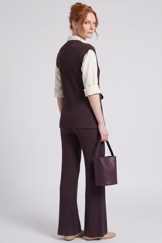 Knit Two-Piece Set, Brown
