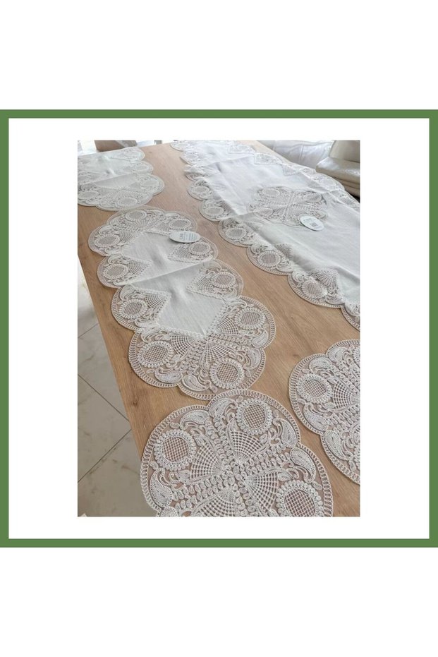 Living Room Set - Bridal Set - Cream Table Runner Set, 5-Piece Linen Table Runner for Table, Coffee Table, and Console Table HB006