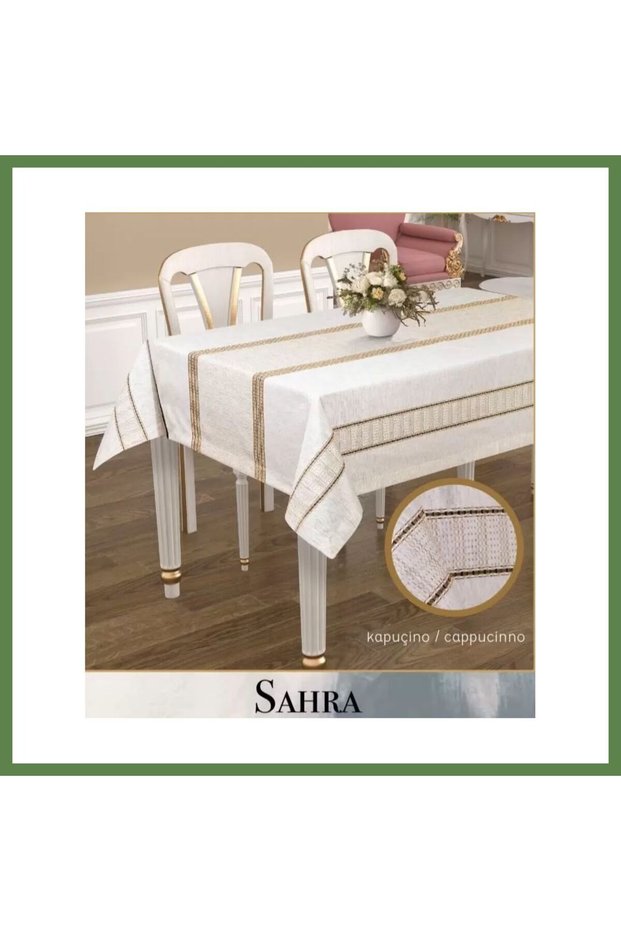 160x260 cm Kapicino Sahra Polyester Lace-Like Knit Linen Tablecloth, Stylish Decor HB006