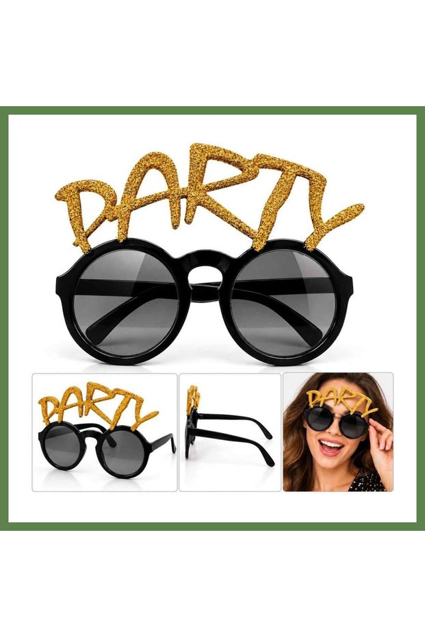 Gold-Glittery "PARTY" Party Glasses HB006