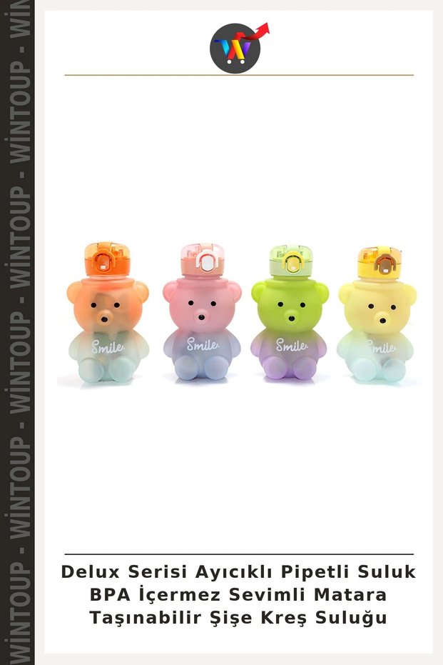 Deluxe Series Teddy Bear Print Sippy Cup with Straw, BPA-Free, Cute Water Bottle, Portable Bottle, Daycare Sippy Cup