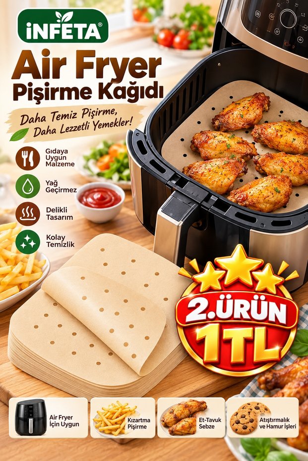 50 Pieces 20,1X20,1 cm Air Fryer Baking Paper Perforated Square Non-Stick Greaseproof Paper