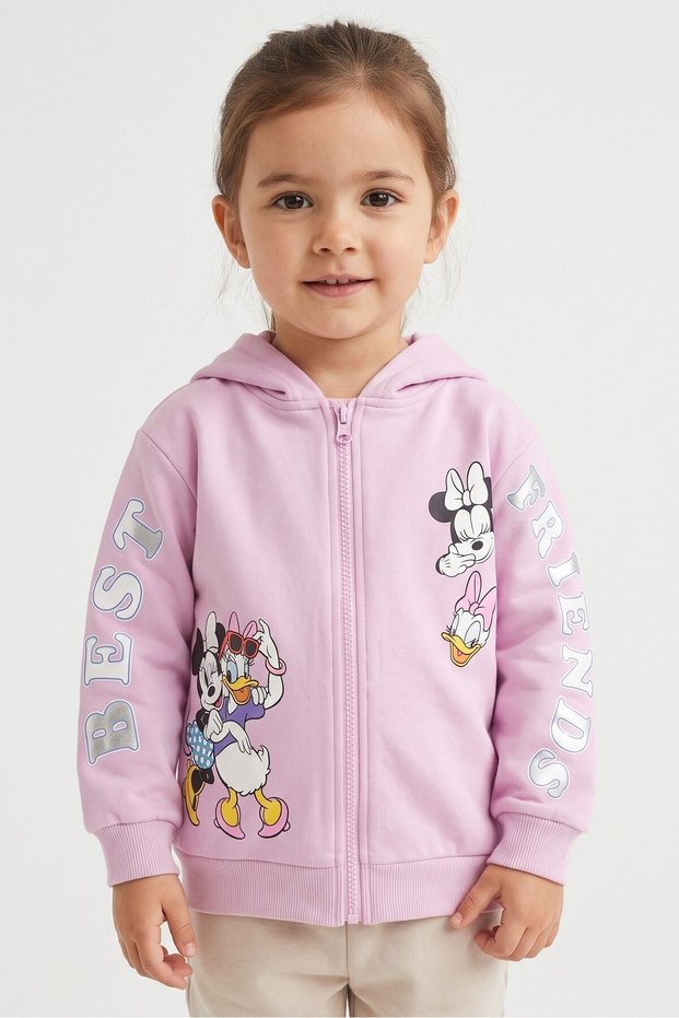 Mickey And Friends Toddlers Girl Graphic Print Long Sleeve Hoodie, Purple