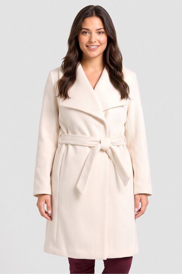 Women Textured Trench Coat, Light Beige