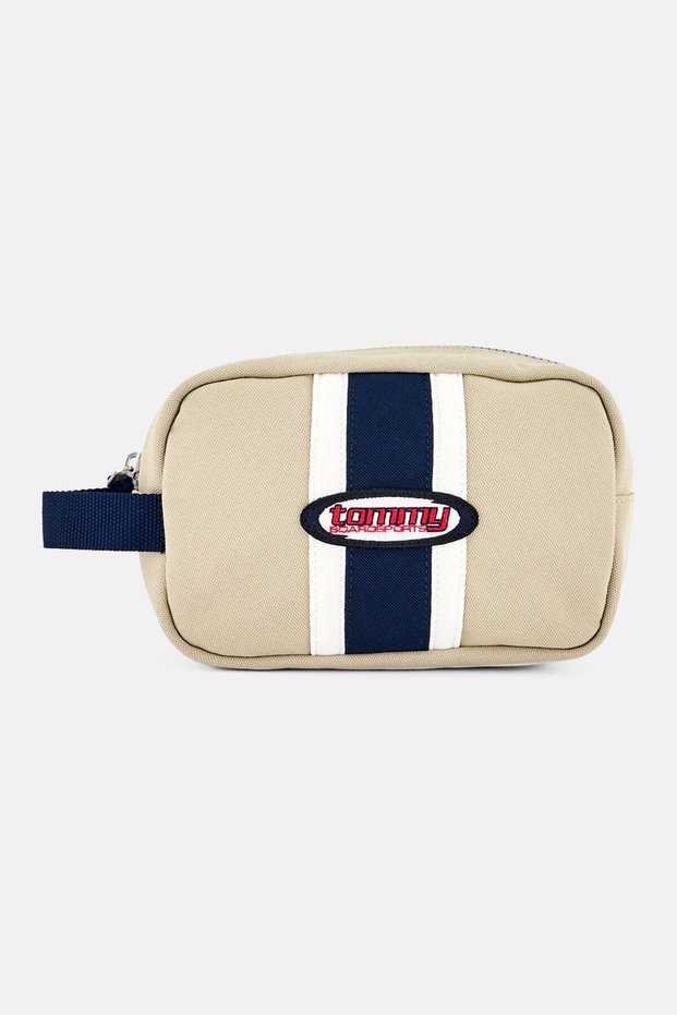 Men Brand Logo Wash Bag, Beige