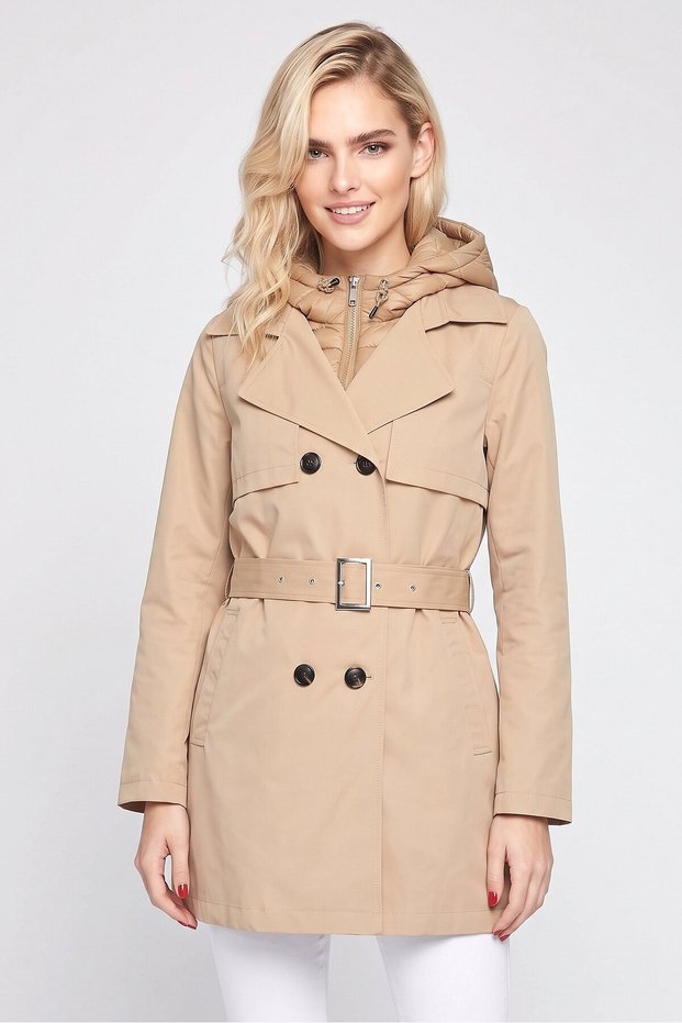 Women Solid Trench Coat, Beige