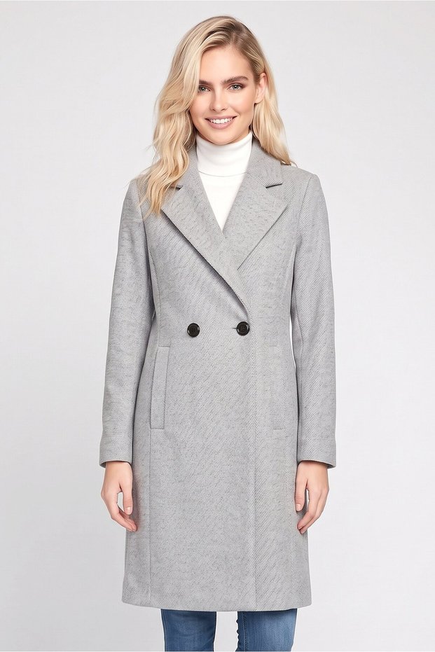 Women Textured Trench Coat, Light Grey