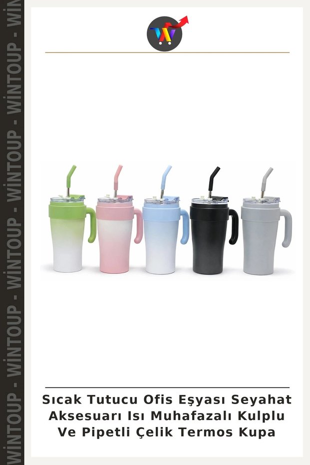Heat-Retaining Office Supplies and Travel Accessories: Stainless Steel Thermos Mug with Heat-Retaining Handle and Straw