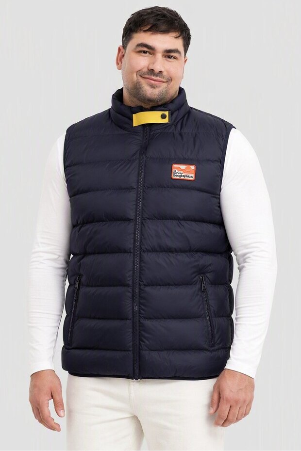 Men Quilted Puffer Vest Jacket, Deep Navy