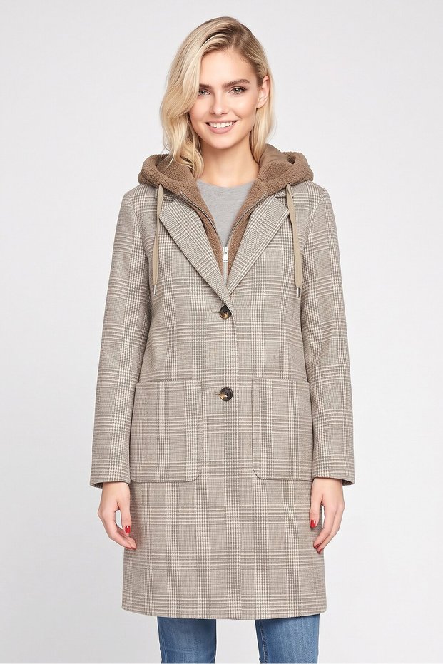 Women Plaid Trench Coat, Multicolor