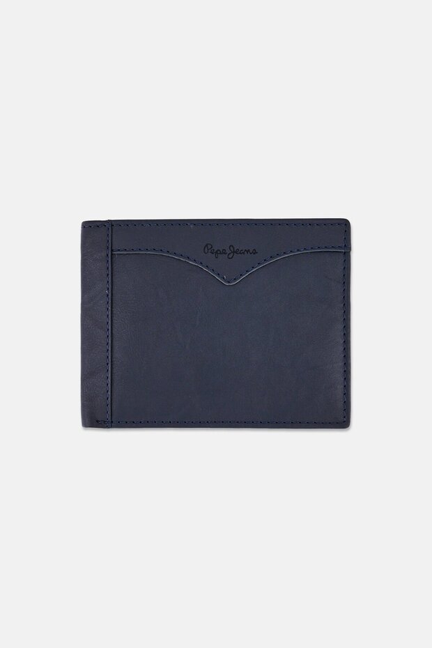 Men Brand Logo Wallet, Navy