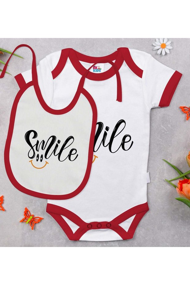 BK Kids Smile Red Baby Bodysuit and Bib Gift Set-2, 12–18 Months, 388f86b1