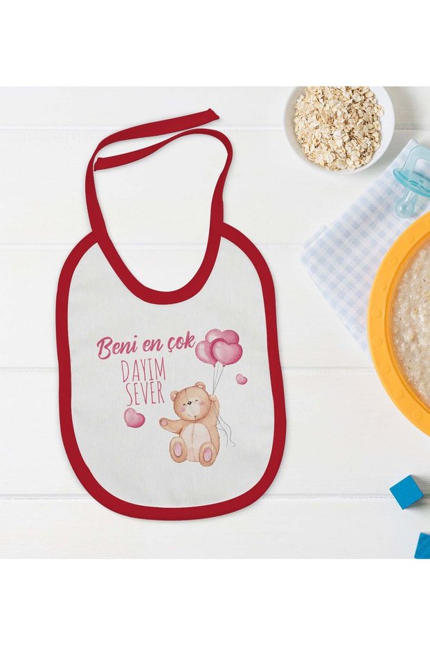 BK Kids "My Uncle Loves Me the Most" Red Baby Bib - 1