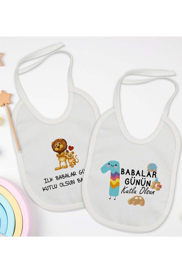 BK Kids First Father's Day-Themed 2-Pack White Baby Bibs - 1 en126897