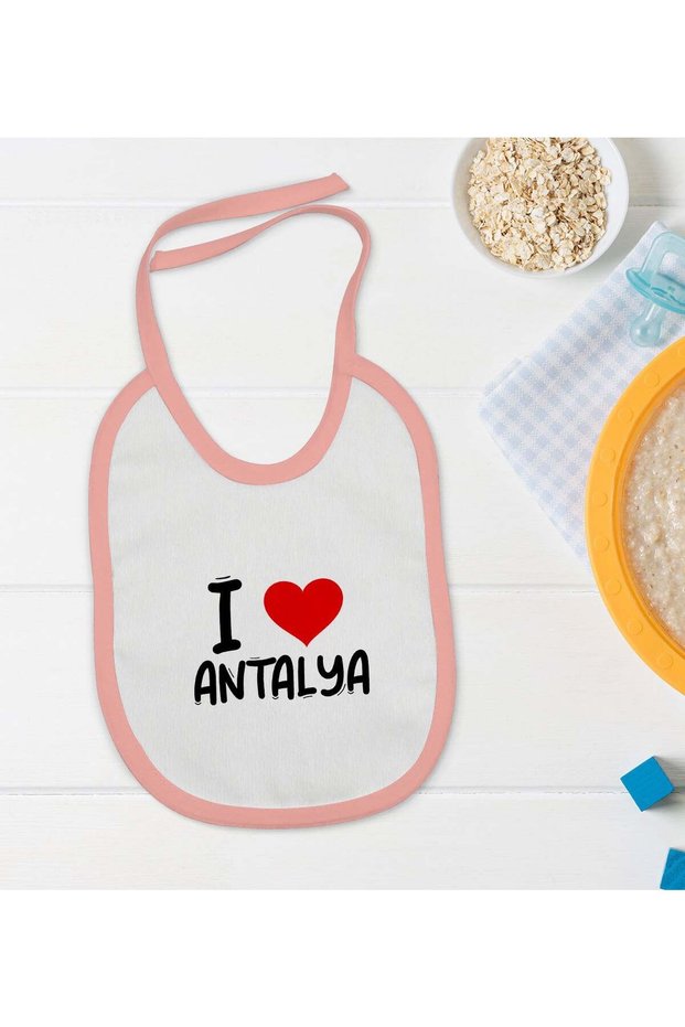 BK Kids "I Love Antalya" Pink Baby Bib - Model 1 en121520