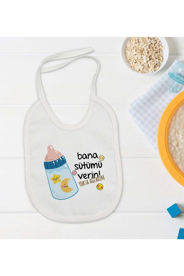 BK Kids "Give Me My Milk" Designer Baby Bib - Model 1